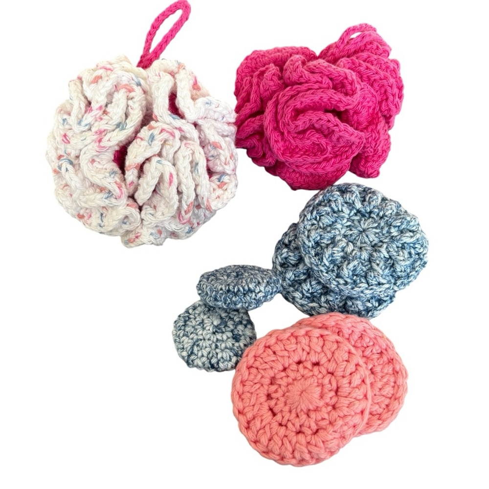 Handmade Crochet Loofah Face Scrubber Set